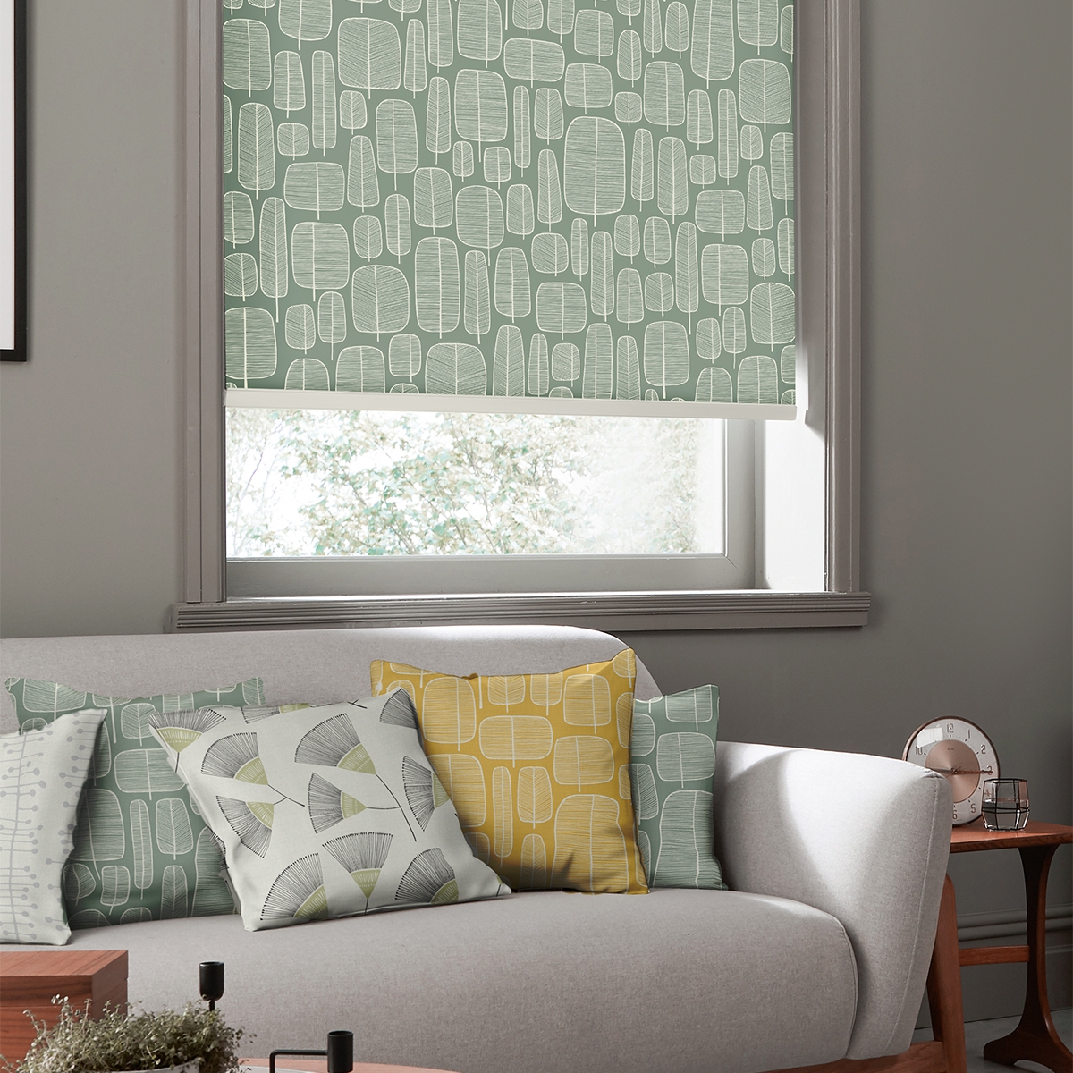 Product photograph of Missprint Little Trees English Grey-roller Blind from Choice Furniture Superstore.