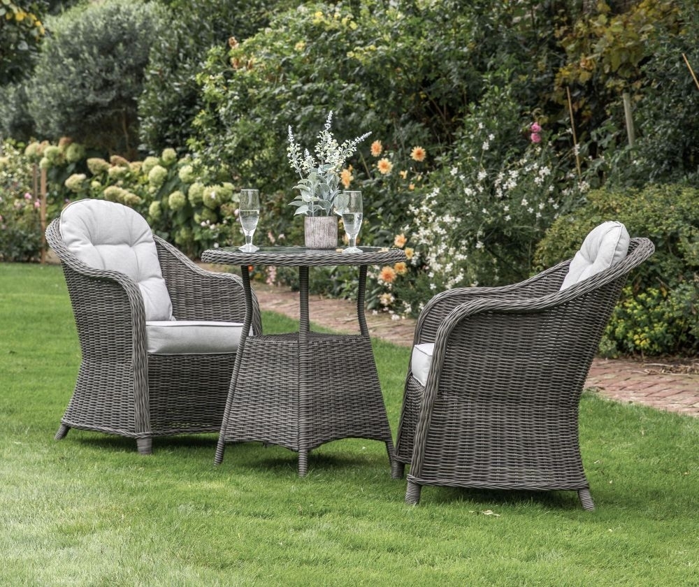 Product photograph of Morwich Grey Rattan 2 Seater Outdoor Garden Bistro Set from Choice Furniture Superstore.