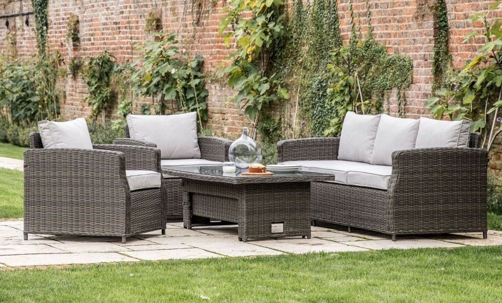 Product photograph of Stanton Rattan 3 Seater Outdoor Garden Dining Set With Rising Table from Choice Furniture Superstore.