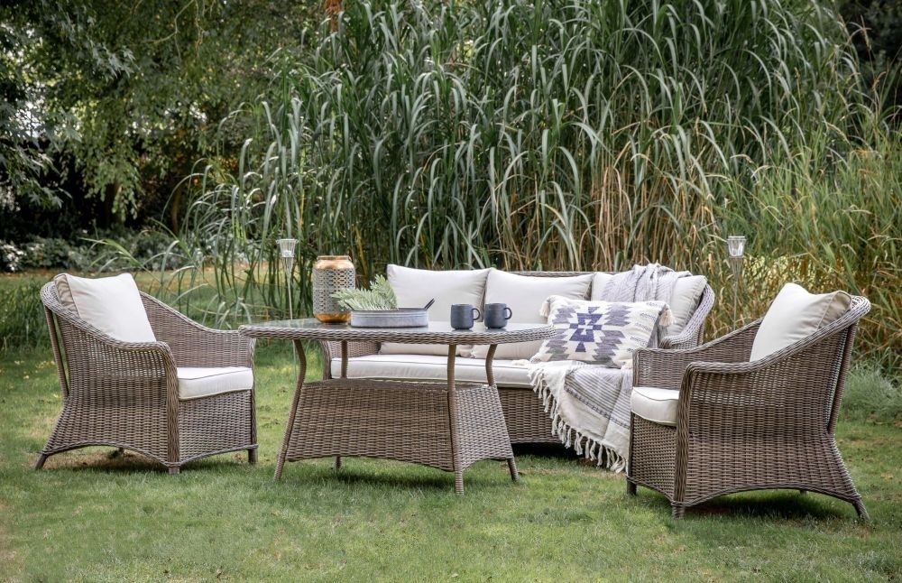 Product photograph of Parker Natural Rattan Lounge Outdoor Garden Dining Set from Choice Furniture Superstore.