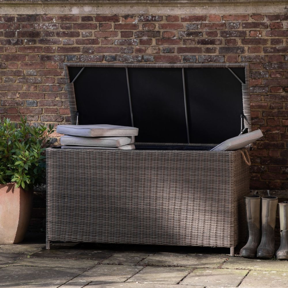 Product photograph of Livu Natural Rattan Outdoor Garden Cushion Storage Box from Choice Furniture Superstore.