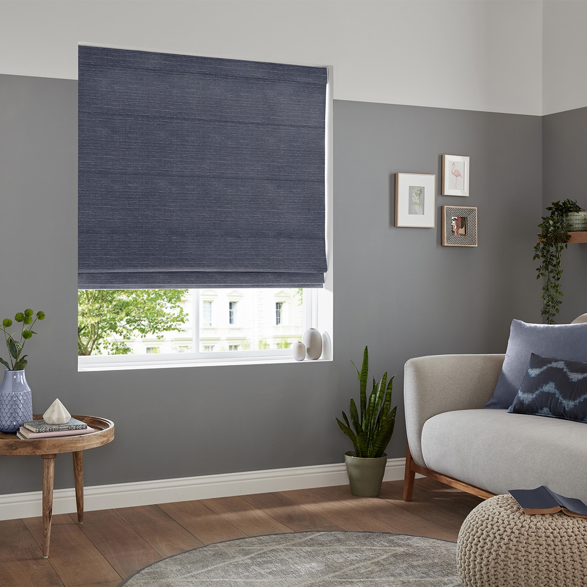 Product photograph of Tyson Indigo Roman Blind from Choice Furniture Superstore.