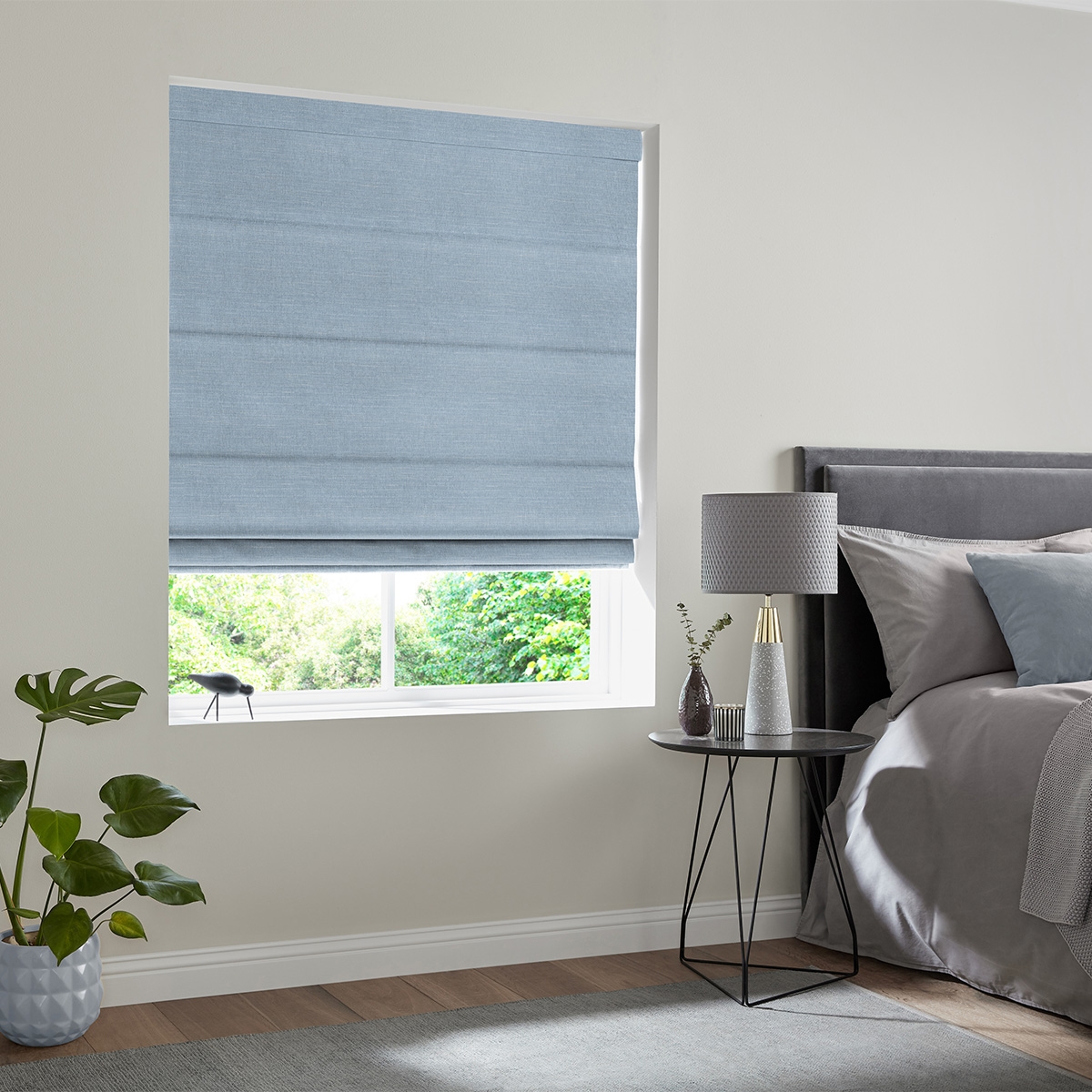 Product photograph of Tyson Powder Blue Roman Blind from Choice Furniture Superstore.