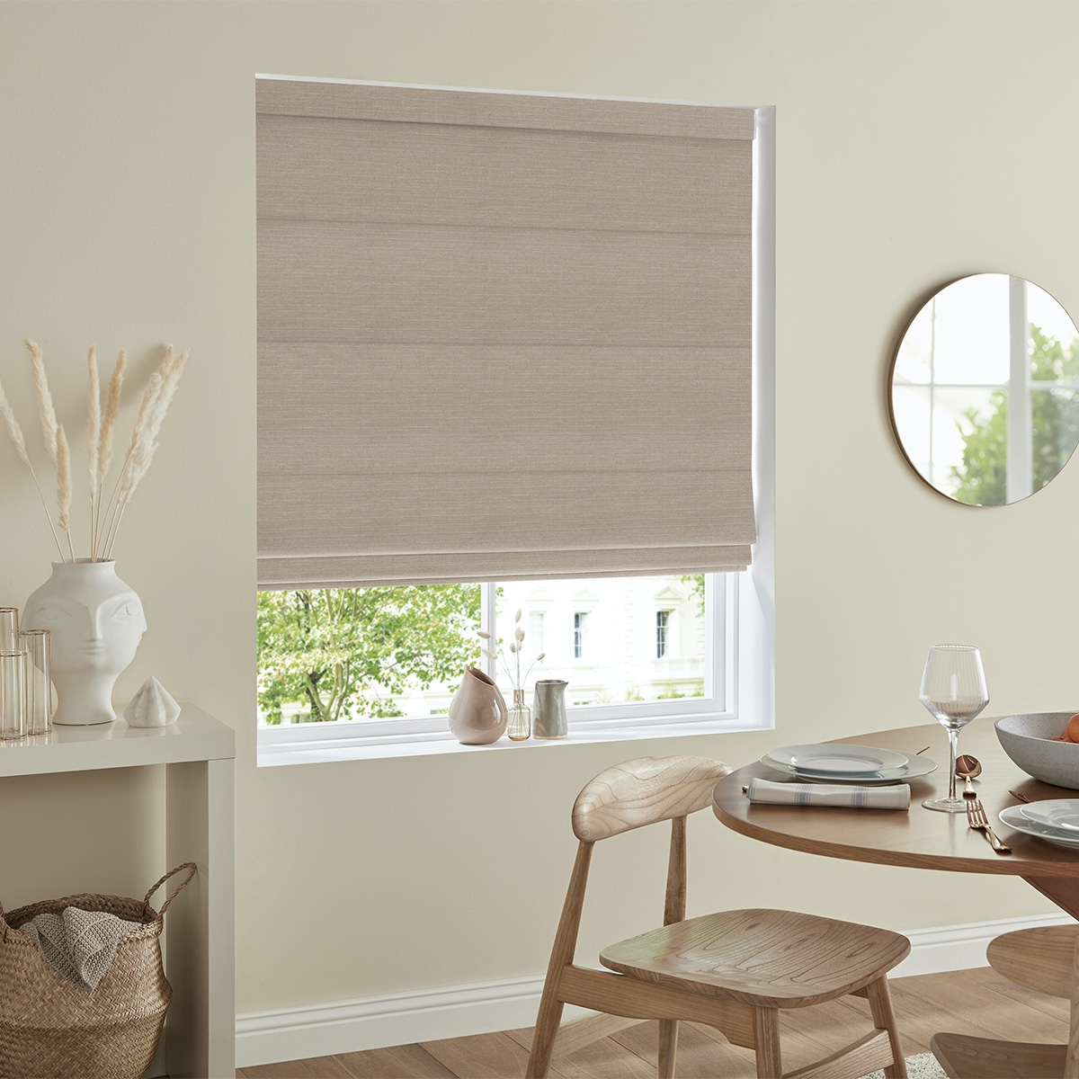Product photograph of Tyson Praline Roman Blind from Choice Furniture Superstore.