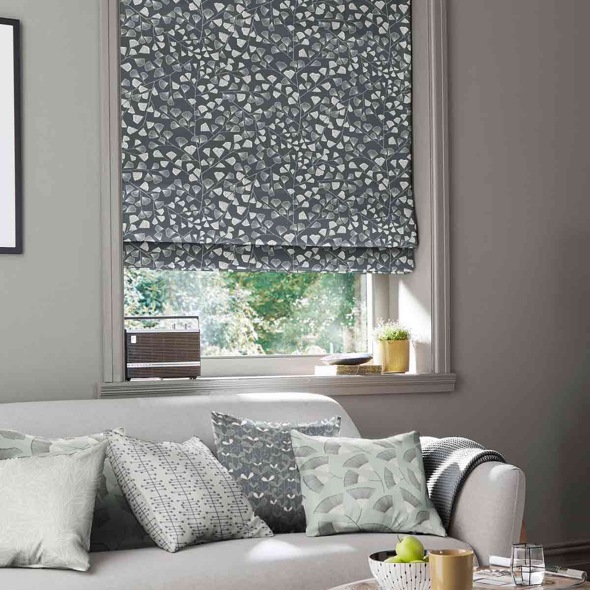 Product photograph of Missprint Fern Night Frost Roman Blind from Choice Furniture Superstore.