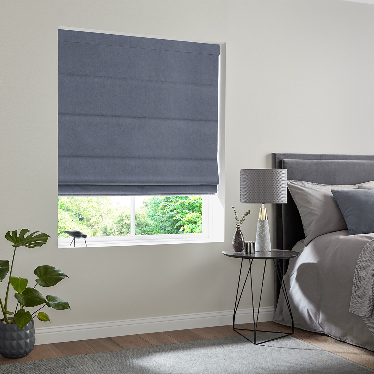 Product photograph of Mina Denim Roman Blind from Choice Furniture Superstore.