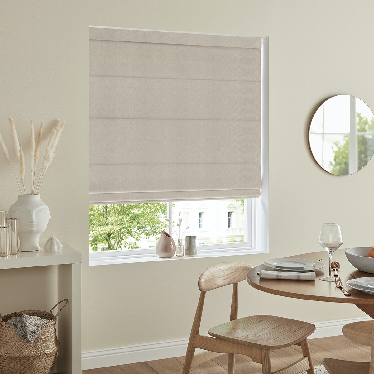 Product photograph of Mina Truffle Roman Blind from Choice Furniture Superstore.