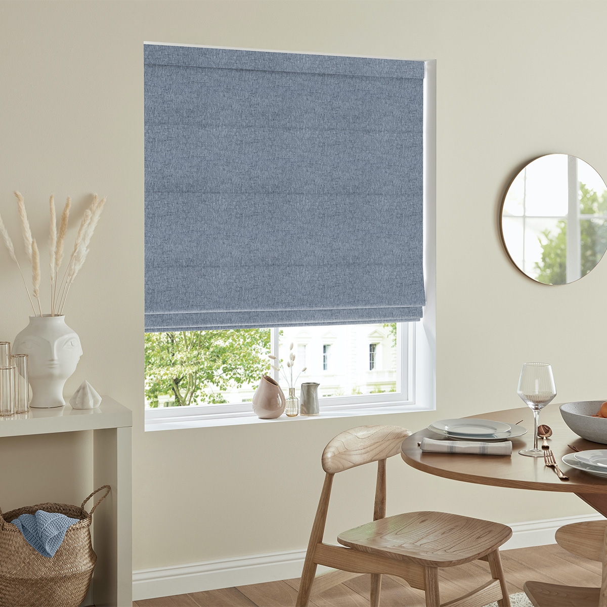 Product photograph of Defoe Indigo Roman Blind from Choice Furniture Superstore.