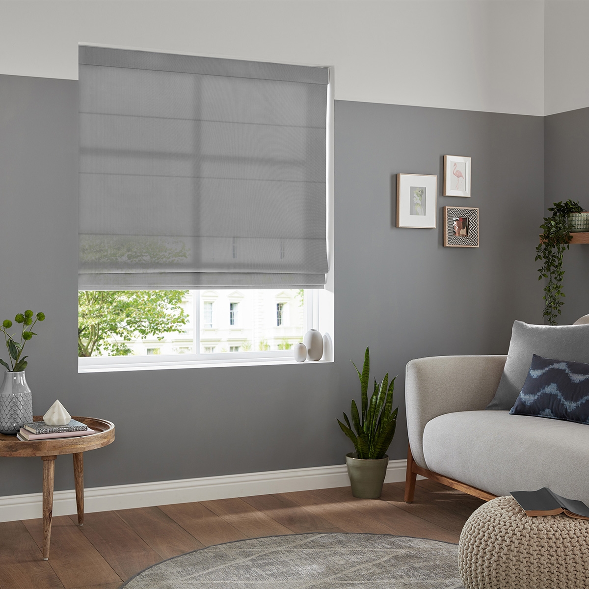 Product photograph of Zaha Smoke Roman Blind from Choice Furniture Superstore.