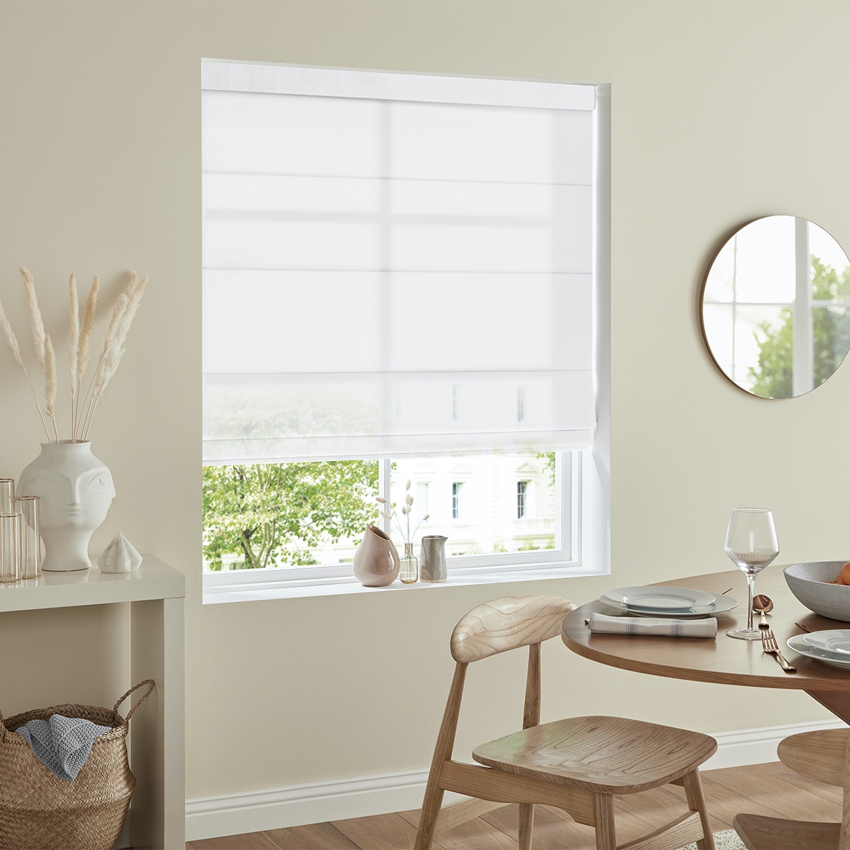 Product photograph of Zaha Snow Roman Blind from Choice Furniture Superstore.