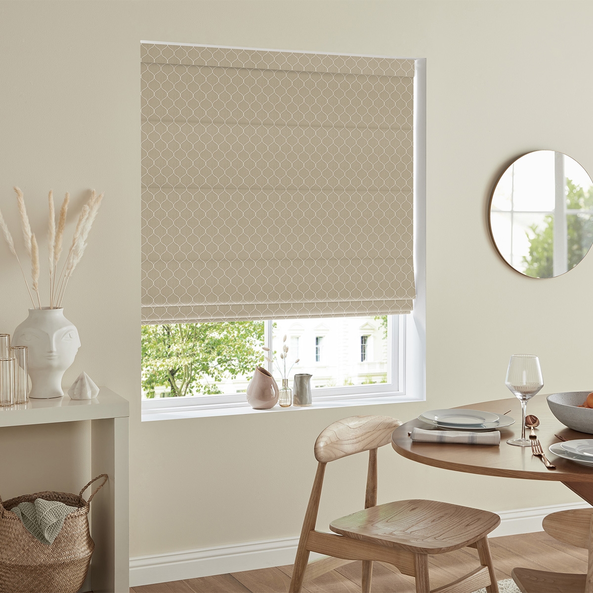 Product photograph of Ozan Taupe Roman Blind from Choice Furniture Superstore.