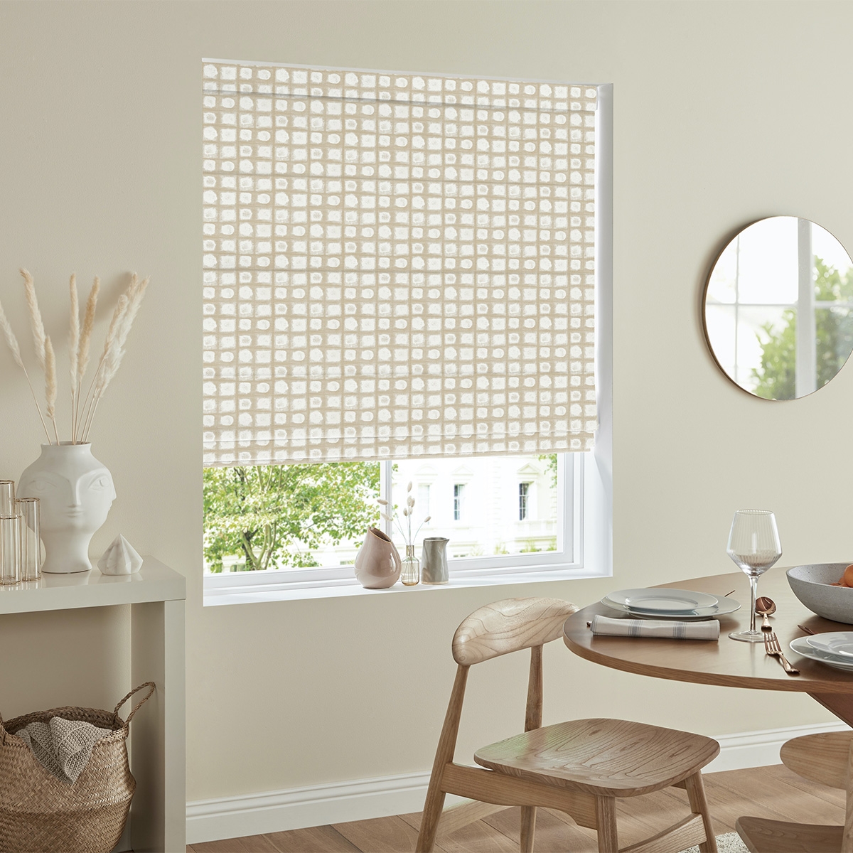 Product photograph of Nico Oyster Roman Blind from Choice Furniture Superstore.