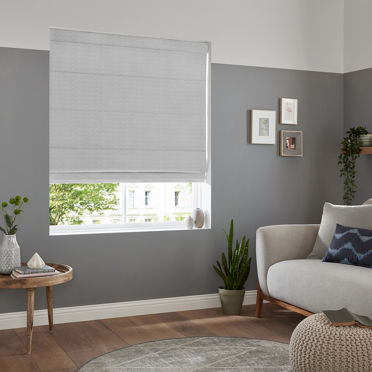 Product photograph of Mina Steel Roman Blind from Choice Furniture Superstore.