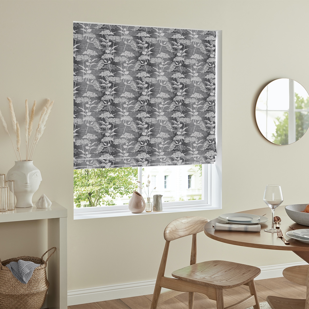 Product photograph of Trincao Smoke Roman Blind from Choice Furniture Superstore.