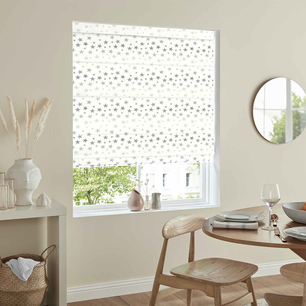 Product photograph of Twinkle Stars Silver Roman Blind from Choice Furniture Superstore.