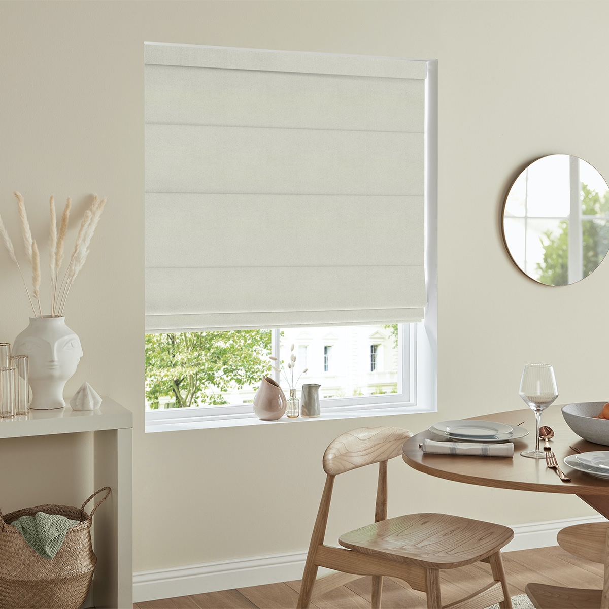 Product photograph of Rudiger Oyster Roman Blind from Choice Furniture Superstore.