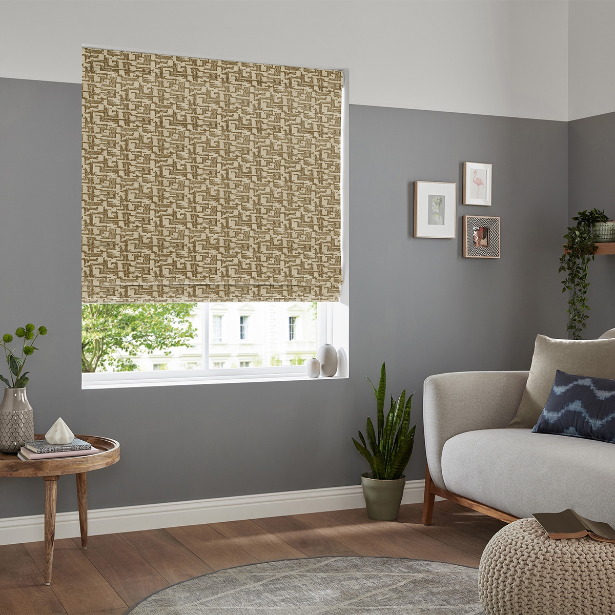 Product photograph of Leon Ochre Roman Blind from Choice Furniture Superstore.