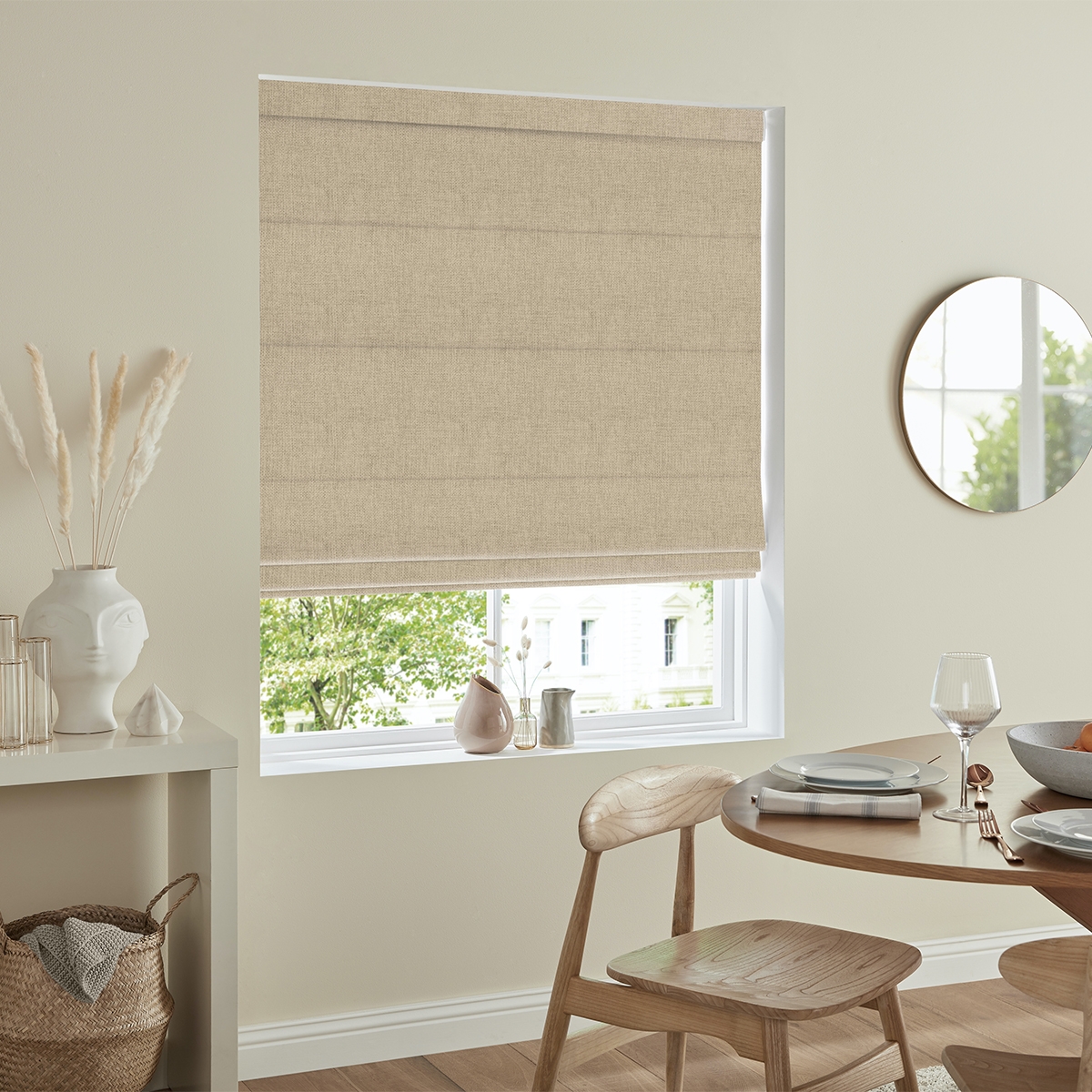Product photograph of Virgil Linen Roman Blind from Choice Furniture Superstore.