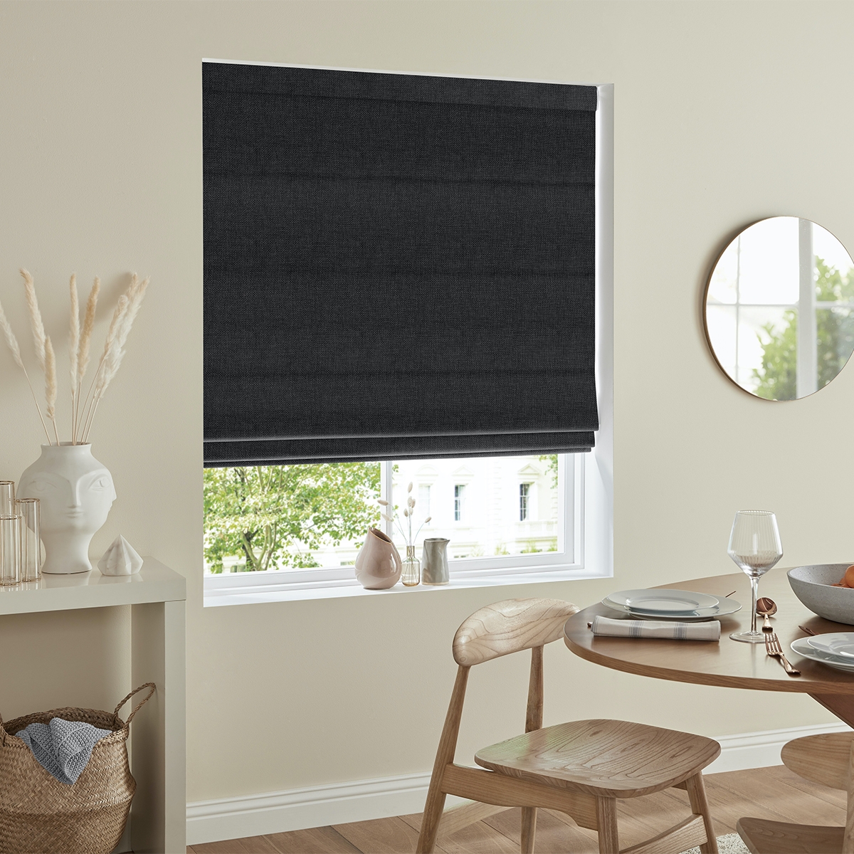 Product photograph of Virgil Charcoal Roman Blind from Choice Furniture Superstore.