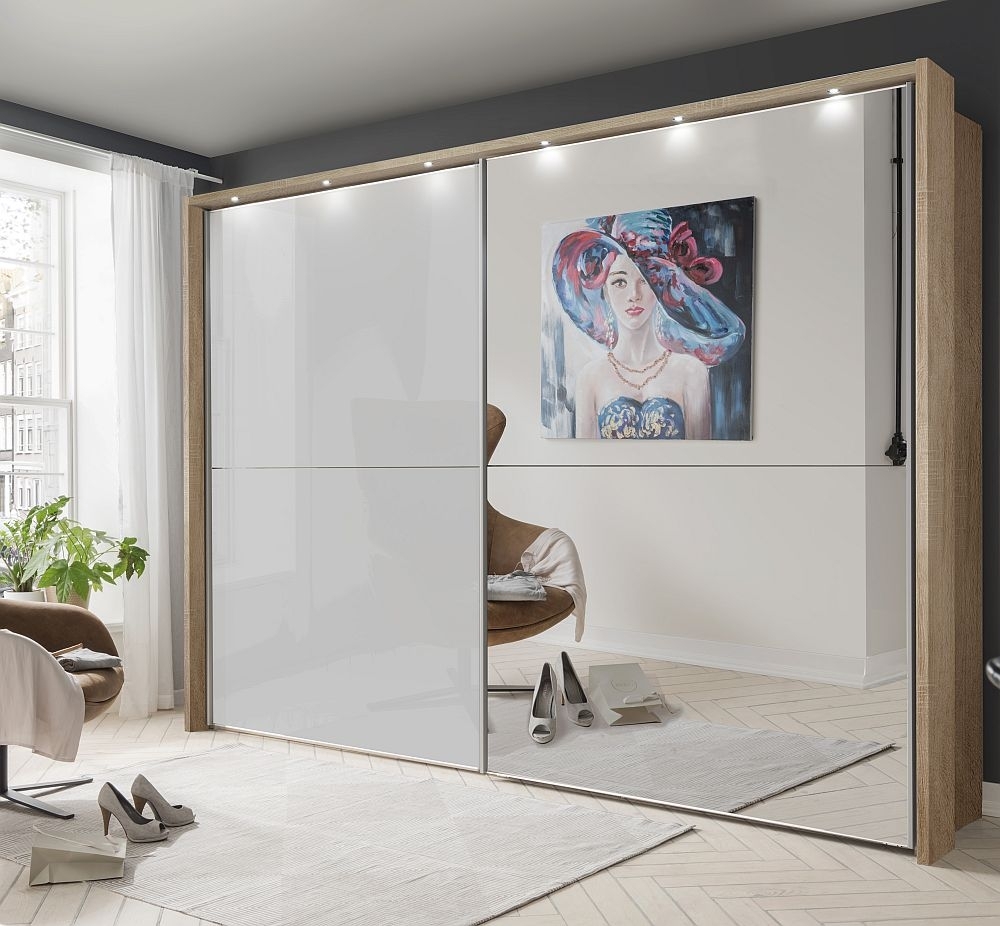 Product photograph of Wiemann Berlin Glass And Mirror Sliding Wardrobe - Variation Available from Choice Furniture Superstore.