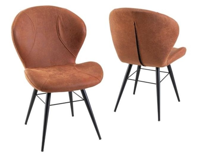 Product photograph of Clearance - Arctic Ochre Dining Chair Velvet Fabric Upholstered With Round Black Metal Legs from Choice Furniture Superstore.