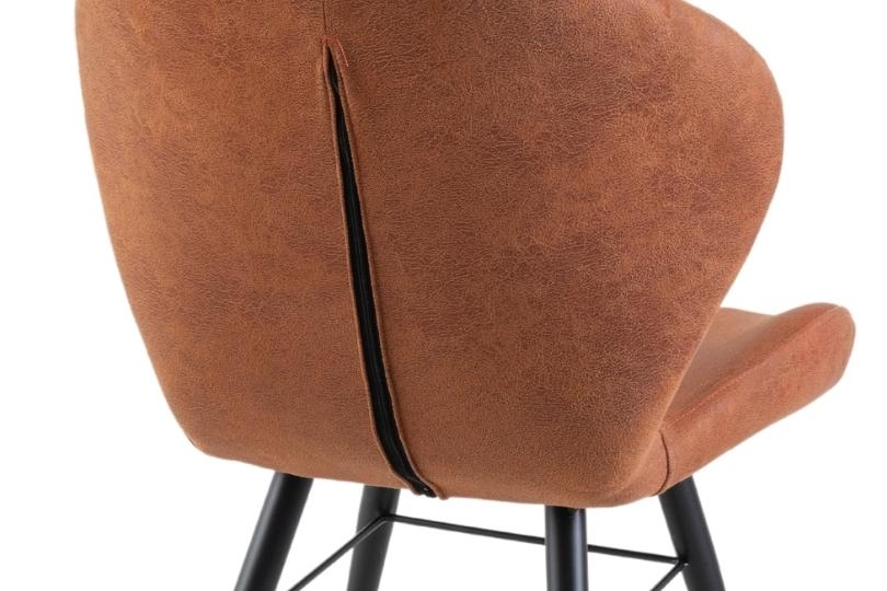 Product photograph of Clearance - Arctic Ochre Dining Chair Velvet Fabric Upholstered With Round Black Metal Legs from Choice Furniture Superstore.