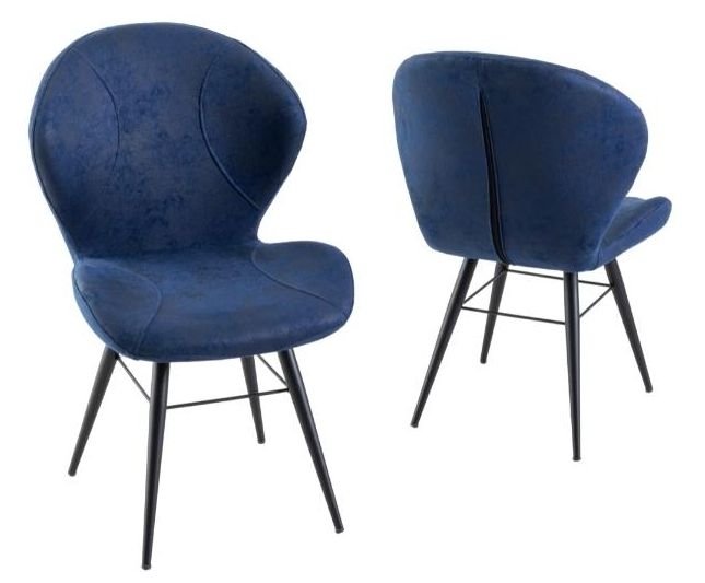 Product photograph of Clearance - Arctic Blue Dining Chair Velvet Fabric Upholstered With Round Black Metal Legs from Choice Furniture Superstore.