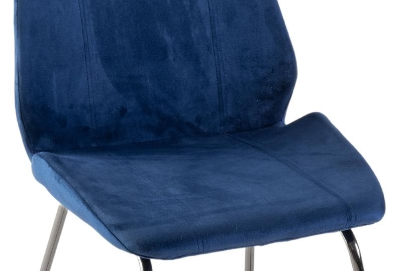 Product photograph of Clearance - Soho Blue Dining Chair Velvet Fabric Upholstered With Chrome Sled Base from Choice Furniture Superstore.