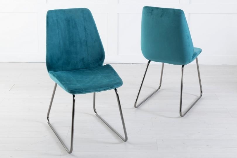 Teal dining deals chairs chrome legs