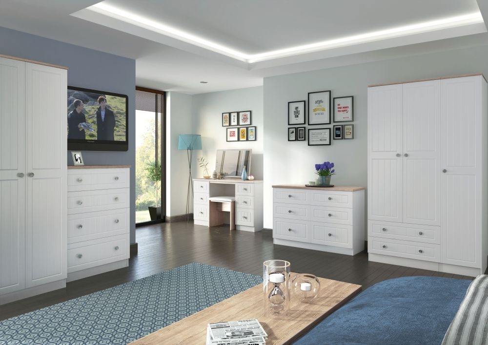 Product photograph of Vienna Kaschmir Ash 3 Door 2 Left Drawer Wardrobe from Choice Furniture Superstore.