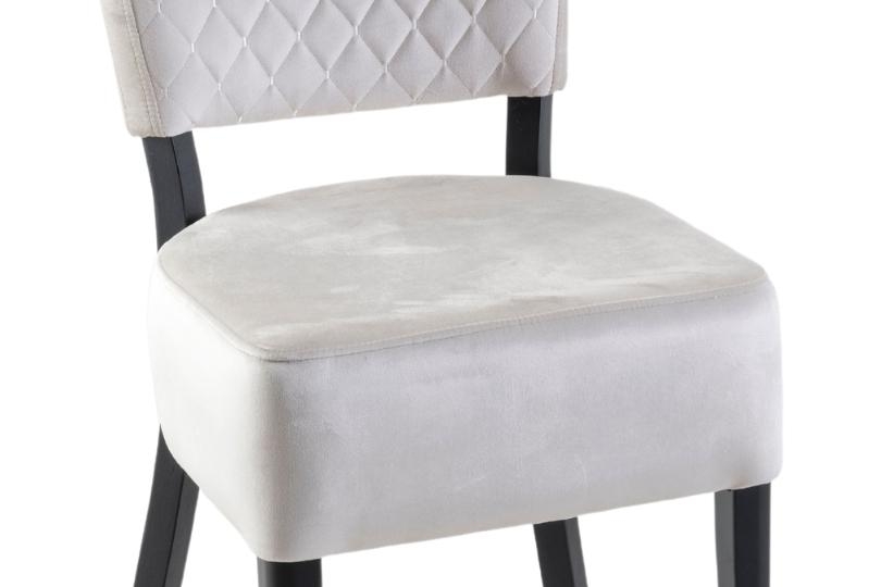 Product photograph of Clearance - Indus Beige Dining Chair Velvet Fabric Upholstered With Quilted Diamond Stitched And Black Wooden Legs Pair from Choice Furniture Superstore.