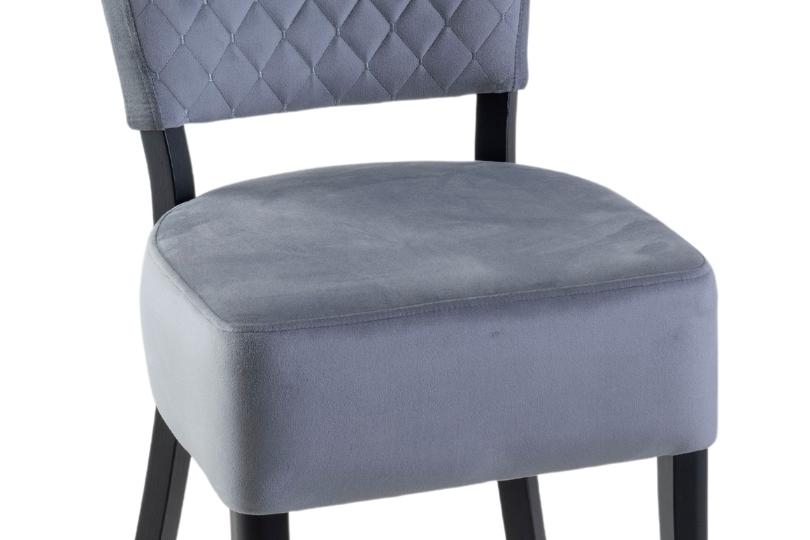 Product photograph of Clearance - Indus Grey Dining Chair Velvet Fabric Upholstered With Quilted Diamond Stitched And Black Wooden Legs from Choice Furniture Superstore.