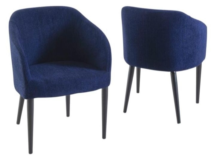 Product photograph of Clearance - Ella Blue Dining Chair Velvet Fabric Upholstered With Round Black Wooden Legs from Choice Furniture Superstore.