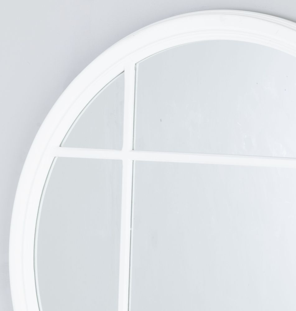 Product photograph of Clearance - Matt White Window Style Wall Mirror Round - Dia 100cm from Choice Furniture Superstore.