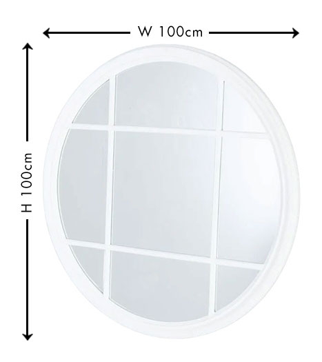 Product photograph of Clearance - Matt White Window Style Wall Mirror Round - Dia 100cm from Choice Furniture Superstore.