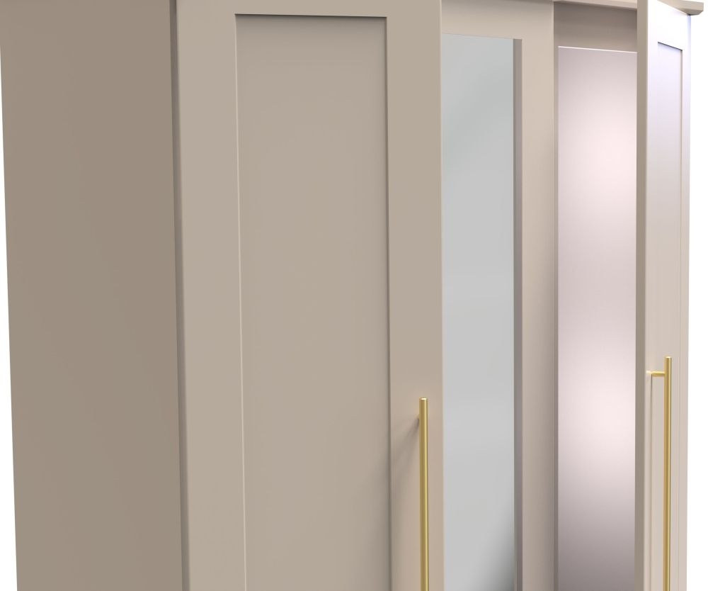 Product photograph of Haworth Kashmir Matt 3 Door Tall Mirror Wardrobe from Choice Furniture Superstore.