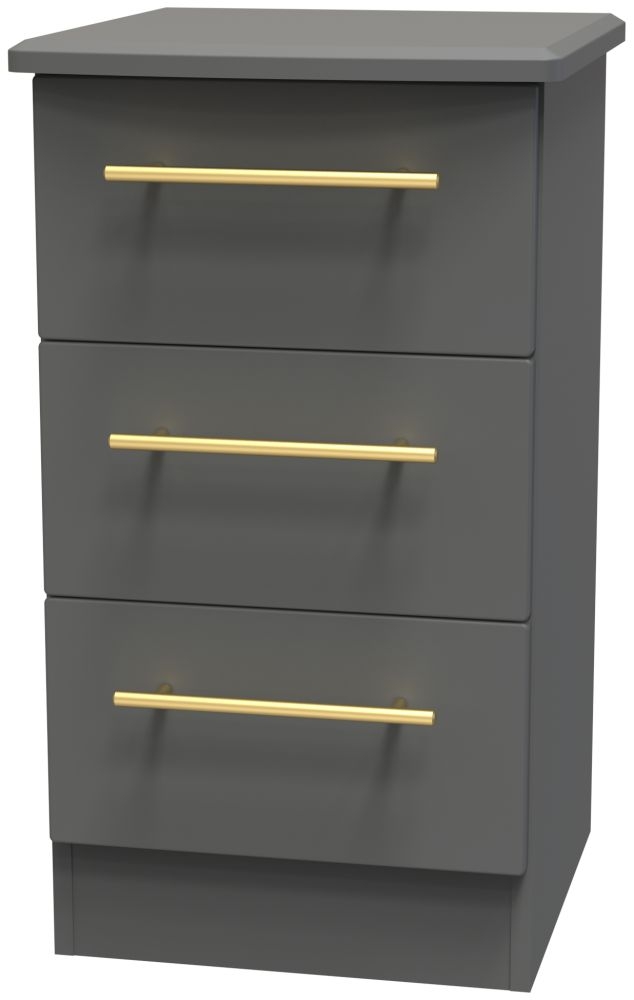 Product photograph of Haworth Grey 3 Drawer Beside Cabinet from Choice Furniture Superstore.