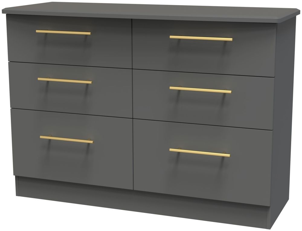 Product photograph of Haworth Grey 6 Drawer Midi Chest from Choice Furniture Superstore.