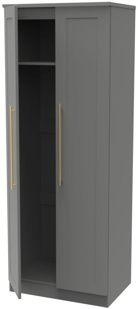 Product photograph of Haworth Grey 2 Door Plain Tall Wardrobe from Choice Furniture Superstore.