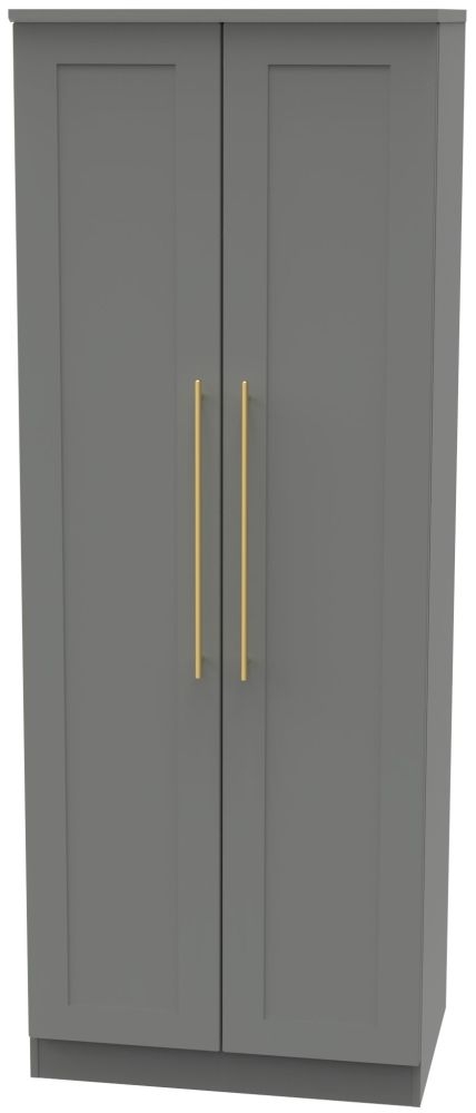 Product photograph of Haworth Grey 2 Door Plain Tall Wardrobe from Choice Furniture Superstore.