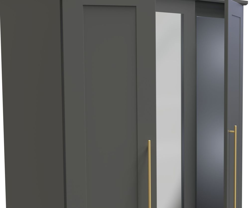 Product photograph of Haworth Grey 3 Door Tall Triple Wardrobe - 1 Mirror from Choice Furniture Superstore.