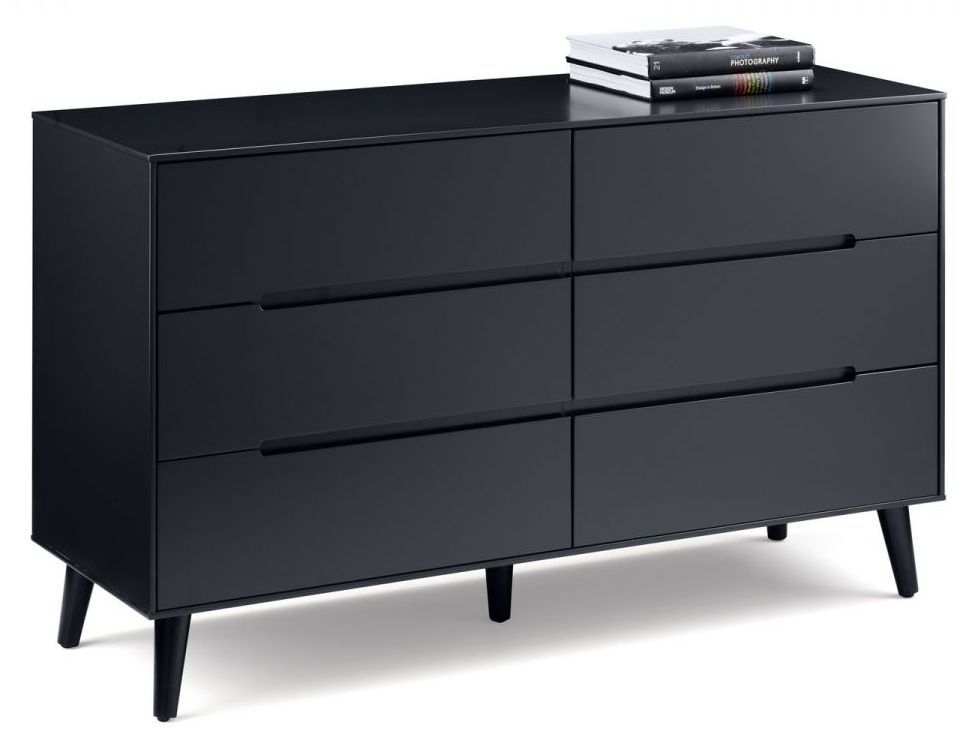 Product photograph of Alicia Anthracite 6 Drawer Wide Chest from Choice Furniture Superstore.