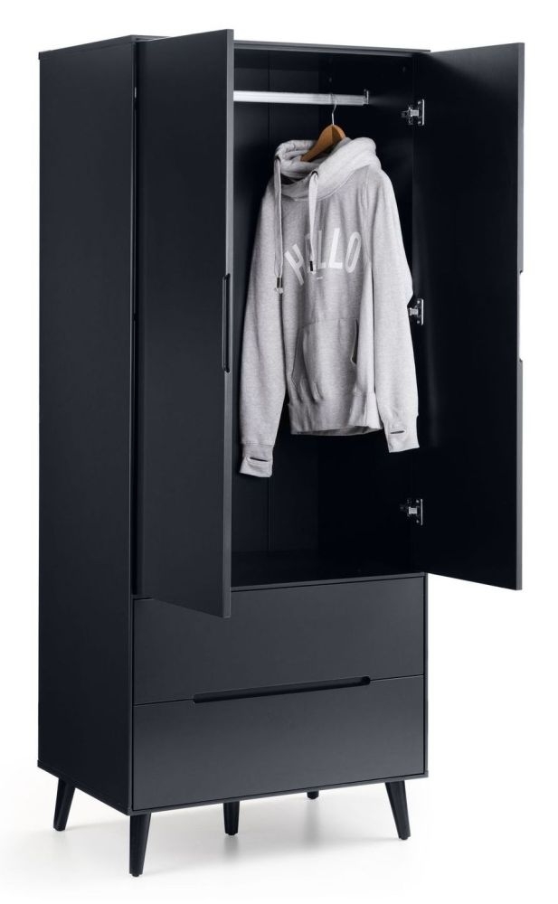 Product photograph of Alicia Anthracite 2 Door Combi Wardrobe from Choice Furniture Superstore.