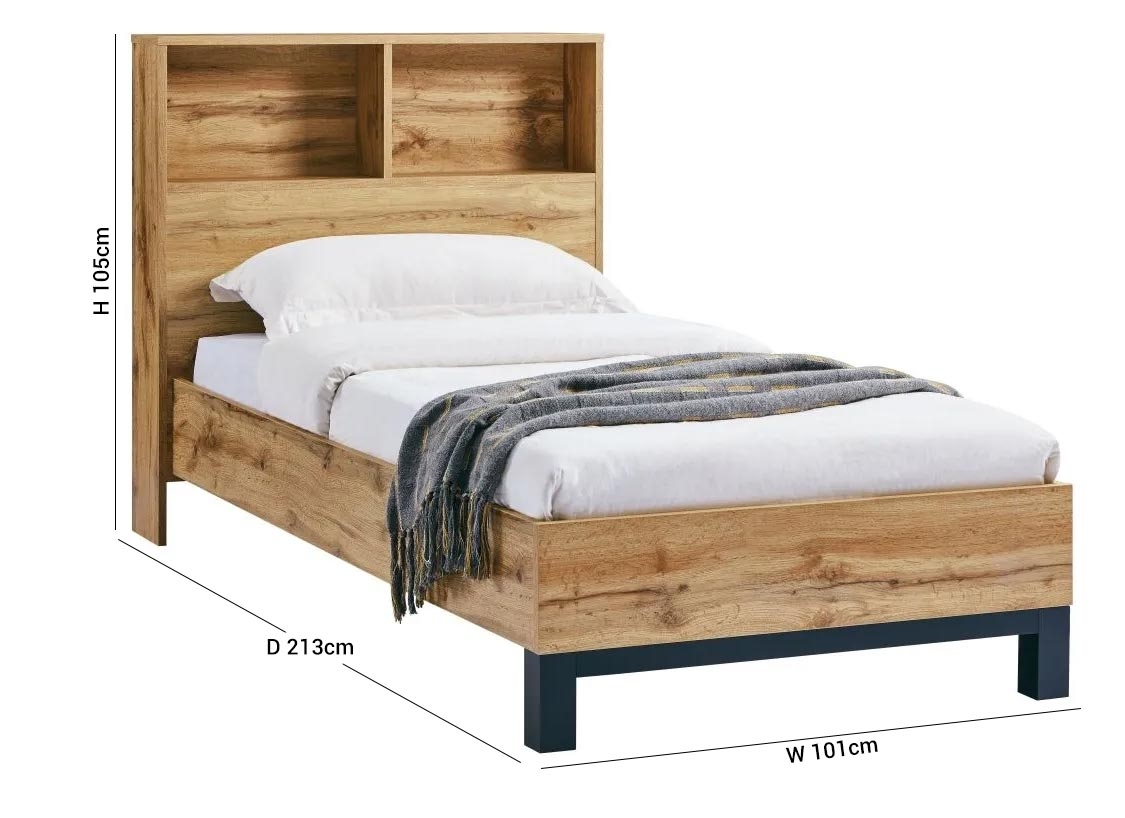 Product photograph of Bali Oak Bed With Bookcase Headboard from Choice Furniture Superstore.