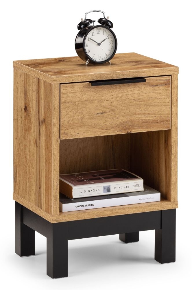 Product photograph of Bali Oak 1 Drawer Bedside Table from Choice Furniture Superstore.