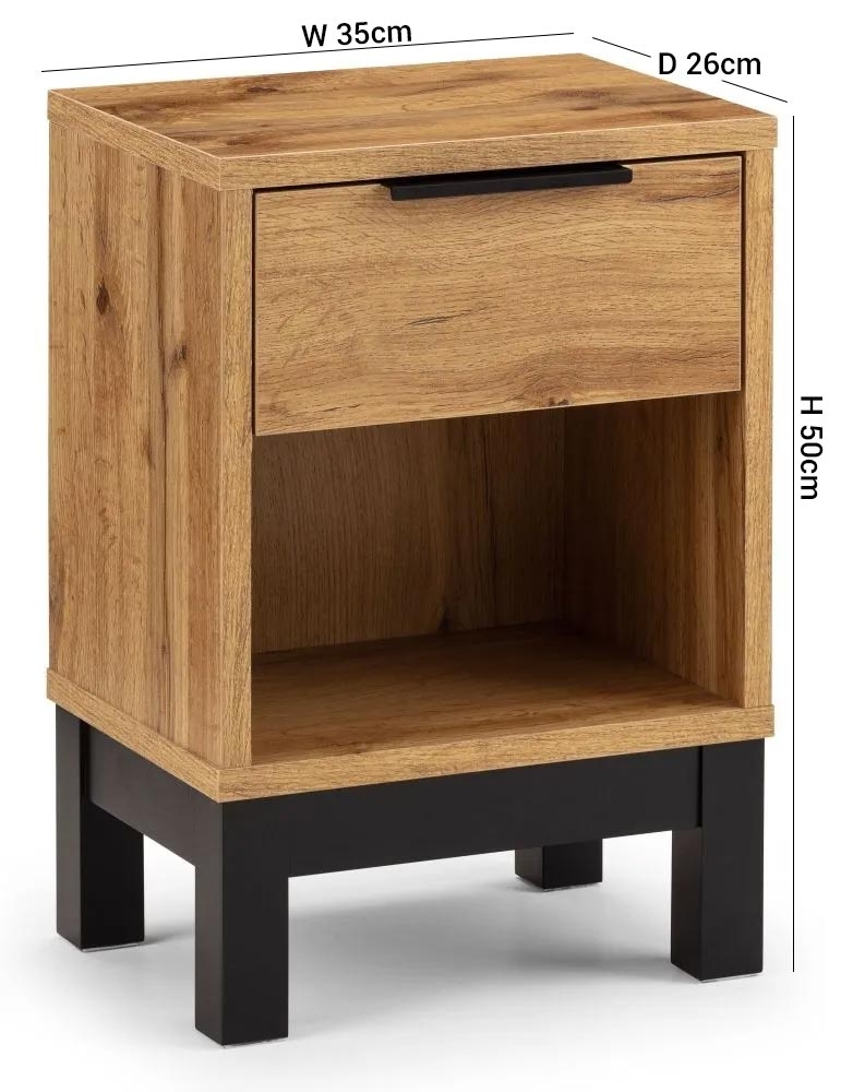 Product photograph of Bali Oak 1 Drawer Bedside Table from Choice Furniture Superstore.