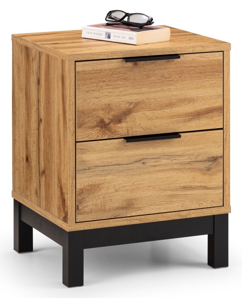 Product photograph of Bali Oak 2 Drawer Bedside Cabinet from Choice Furniture Superstore.