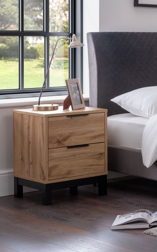 Product photograph of Bali Oak 2 Drawer Bedside Cabinet from Choice Furniture Superstore.