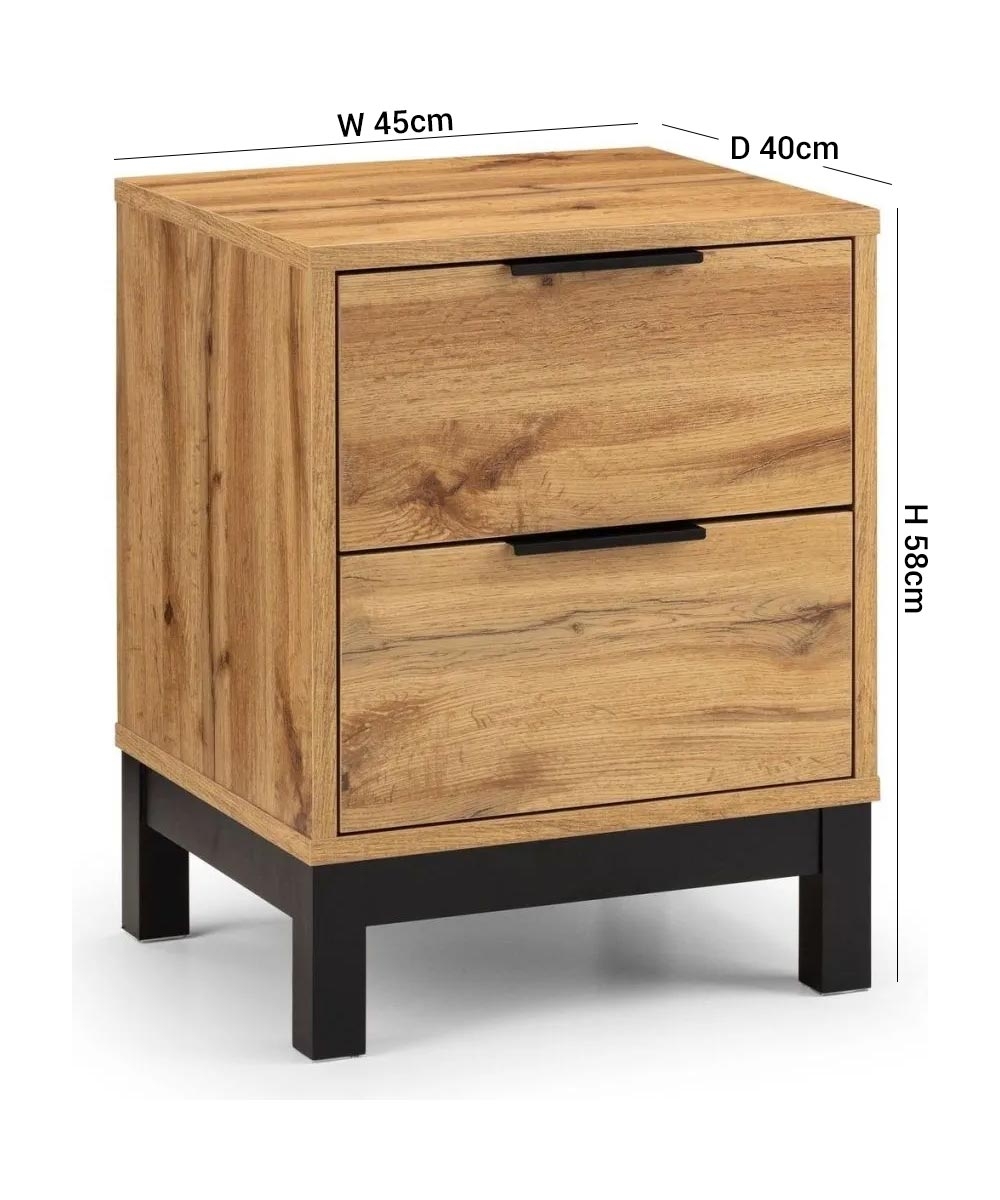 Product photograph of Bali Oak 2 Drawer Bedside Cabinet from Choice Furniture Superstore.