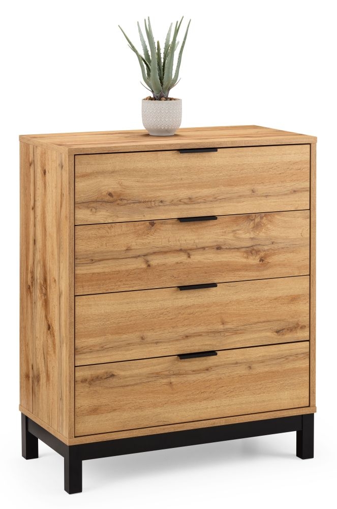 Product photograph of Bali Oak 4 Drawer Chest from Choice Furniture Superstore.
